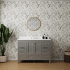 48" Modern Gray Single Sink Bathroom Vanity with Carrara Marble Countertop and Drawers