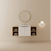 48" Modern White Floating Bathroom Vanity With Sink, 2 Side Storage Shelves & Soft Close Doors