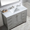 48" Transitional Gray Freestanding Bathroom Vanity with White Carrara Marble Top