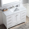 48" Transitional White Freestanding Bathroom Vanity with White Carrara Marble Top