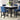 5-Piece Counter Height Dining Table Set with 42" Marble Table and 4 Blue Upholstered Chairs