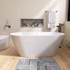 51" Minimalist Gloss White Acrylic Freestanding Soaking Bathtub with Integrated Slotted Overflow and Chrome Pop-up Drain