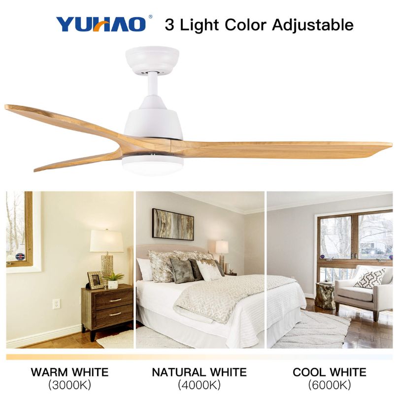 52'' LED 3-Blade Wood-Rod Ceiling Fan -CharmingDecor- CharmyDecor