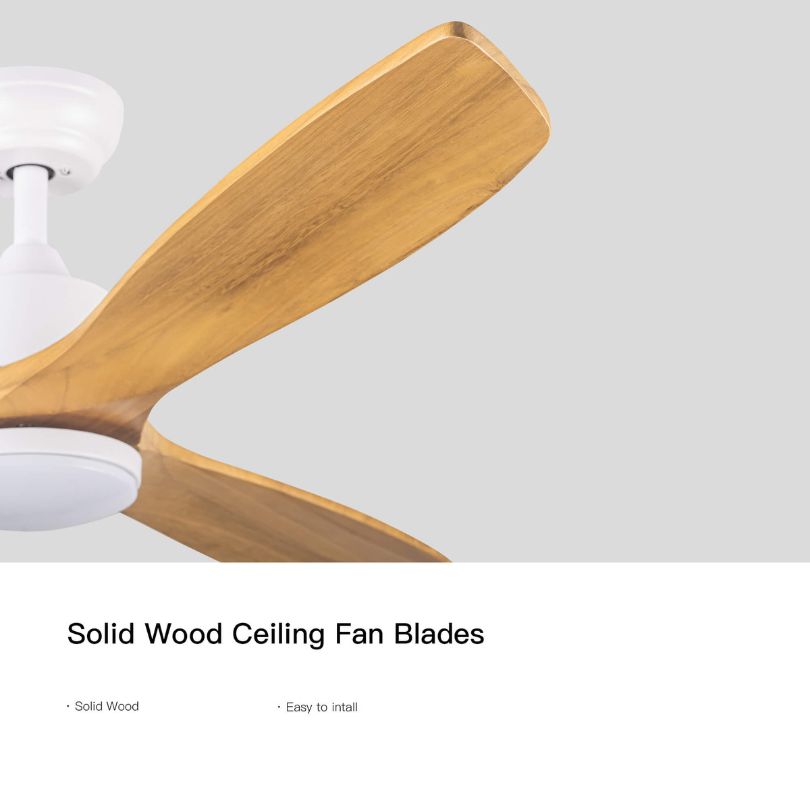 52'' LED 3-Blade Wood-Rod Ceiling Fan -CharmingDecor- CharmyDecor