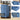 53" Mobile Blue Kitchen Island Cart with Rubber Wood Desktop and 5 Draws
