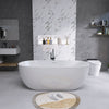 55" Gloss White Acrylic Oval Freestanding Soaking Bathtub with Integrated Slotted Overflow and Chrome Pop-up Drain
