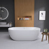 55" Matte White Acrylic Oval Freestanding Soaking Bathtub with Integrated Slotted Overflow and Chrome Pop-up Drain