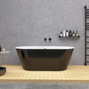 55" Modern Black Oval Acrylic Freestanding Bathtub with Integrated Slotted Overflow and Chrome Pop-up Drain