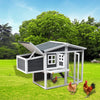56.20" Grey Large Wooden Chicken Coop with Removable Tray, Nesting Box, & Wire Fence