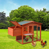 56.20" Yellow Large Wooden Chicken Coop with Removable Tray, Nesting Box, & Wire Fence