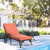 57.5" Aluminum Red Foldable Chaise Lounge Chair with Wheels and Patio Side Table