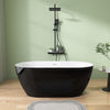 59" Black Acrylic Freestanding Soaking Bathtub with Integrated Slotted Overflow and Chrome Pop-up Drain