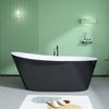 59" Freestanding Black Oval Acrylic Soaking Bathtub with Integrated Slotted Overflow and Chrome Pop-up Drain