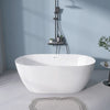 59" Gloss White Acrylic Oval Freestanding Soaking Bathtub with Integrated Slotted Overflow and Chrome Pop-up Drain