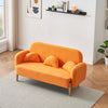 2-Seater Teddy Cute Couch with 3 Lumber Pillows and Square Arms in Orange