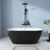 59" Matte Black Acrylic Oval Freestanding Soaking Bathtub with Integrated Slotted Overflow and Chrome Pop-up Drain