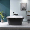 59" Minimalist Matte Black Acrylic Freestanding Soaking Bathtub with Brushed Nickel Drain and Overflow