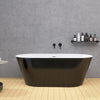 59" Modern Black Oval Acrylic Freestanding Bathtub with Integrated Slotted Overflow and Chrome Pop-up Drain