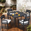 Ember Black 5 Piece Outdoor Dining Set - Square Dining Table with Umbrella Hole, 4 Dining Chairs & Sunbrella Fabric Cushion