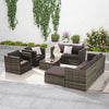 6-Piece Dark Gray Outdoor Garden Rattan Patio Furniture Set with Cushion and Rattan Table