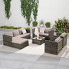 6-Piece Gray Outdoor Garden Rattan Patio Furniture Set with Cushion and Rattan Table