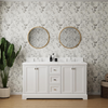60.5'' Modern White Freestanding Bathroom Vanity with Double Sinks, Marble Countertop, and 3 Drawers