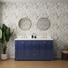 60" Royal Blue Bathroom Cabinet with Marble Countertop and Double Sink