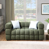 62 Inch Modern Olive Green Boucle Cute Sofa with 2 Pillows and Square Arms - 2 Seater Sofa