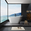 63" Modern Acrylic Oval Freestanding Bathtub with Brushed Nickel Overflow and Drain