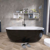 65" Black Acrylic Freestanding Soaking Bathtub with Integrated Slotted Overflow and Chrome Pop-up Drain