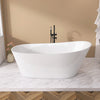 67" Modern Gloss White Acrylic Oval Freestanding Bathtub with Integrated Slotted Overflow and Chrome Pop-up Drain