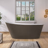 67" Modern Matte Grey Acrylic Oval Freestanding Soaking Bathtub with Brushed Nickel Drain