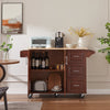 54 Inch Brown Wood Kitchen Island with 3 Drawers, 2 Doors, 2 Shelves & 2 Spice Racks