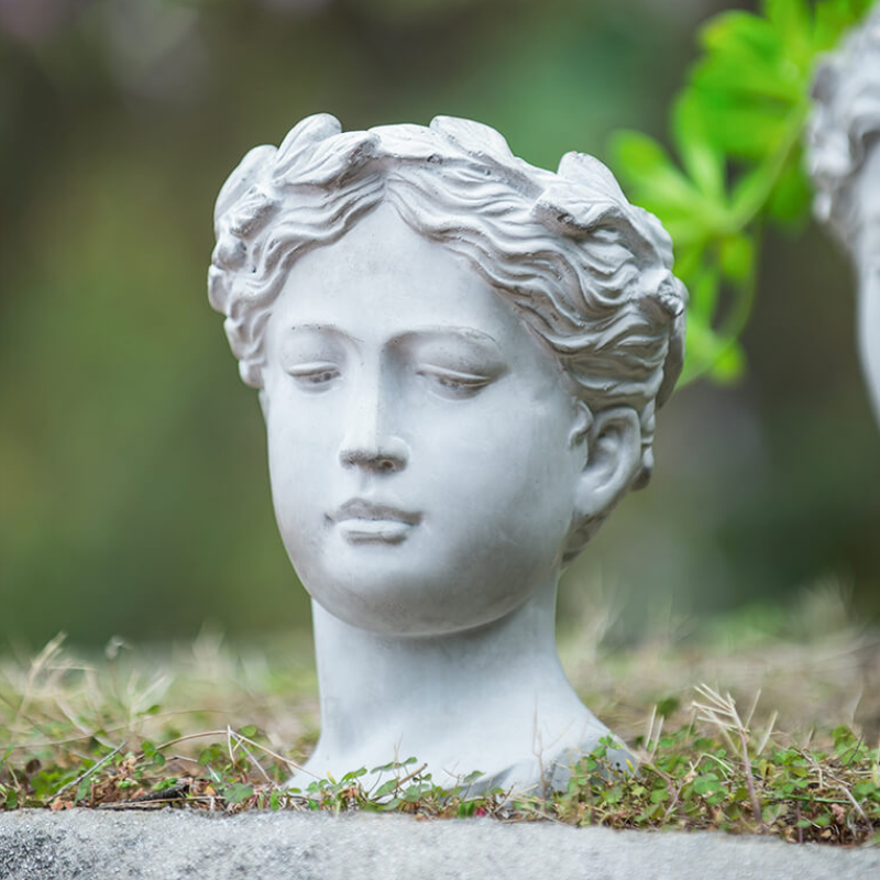 greek statue head planter pot 6x9 Greek Goddess Cement Head Planter for Indoor Gardens