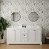 72.5'' Modern White Freestanding Bathroom Vanity with Double Sinks, Marble Countertop, and 3 Drawers