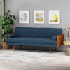 72 Inch Tufted Mid-Century Modern Cute Sofa in Navy Blue Fabric Finish