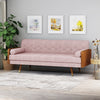 72 Inch Tufted Mid-Century Modern Cute Sofa in Blush Pink Fabric Finish