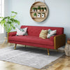 72 Inch Tufted Mid-Century Modern Cute Sofa in Red Fabric Finish