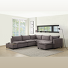 120" Light Gray 7-Pieces Fabric Modular Sectional Sofa Chaise with USB Storage Console Table