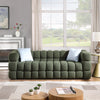 84 Inch Modern Olive Green Boucle Cute Sofa with 2 Pillows and Square Arms - 3 Seater Sofa