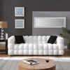 84 Inch Modern White Boucle Cute Sofa with 2 Pillows and Square Arms - 3 Seater Sofa