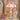 Model D table lamp showcasing its floral white and pink lampshade, lace trimmings along its edges, dangling transparent pink pearls and pink rose bow on its neck