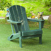 Ergonomic HDPE Folding Adirondack Chair with Armrest in Dark Green Finish