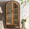 American Style Retro Solid Wood Arch 2-Glass Doors Bookcase