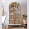 Floor Standing Arched Display Cabinet with Glass Doors in White & Brown Finish – 4-Tier