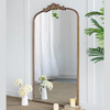66" x 36" Arched Vintage Full Length Mirror with Baroque Carved Frame in Gold
