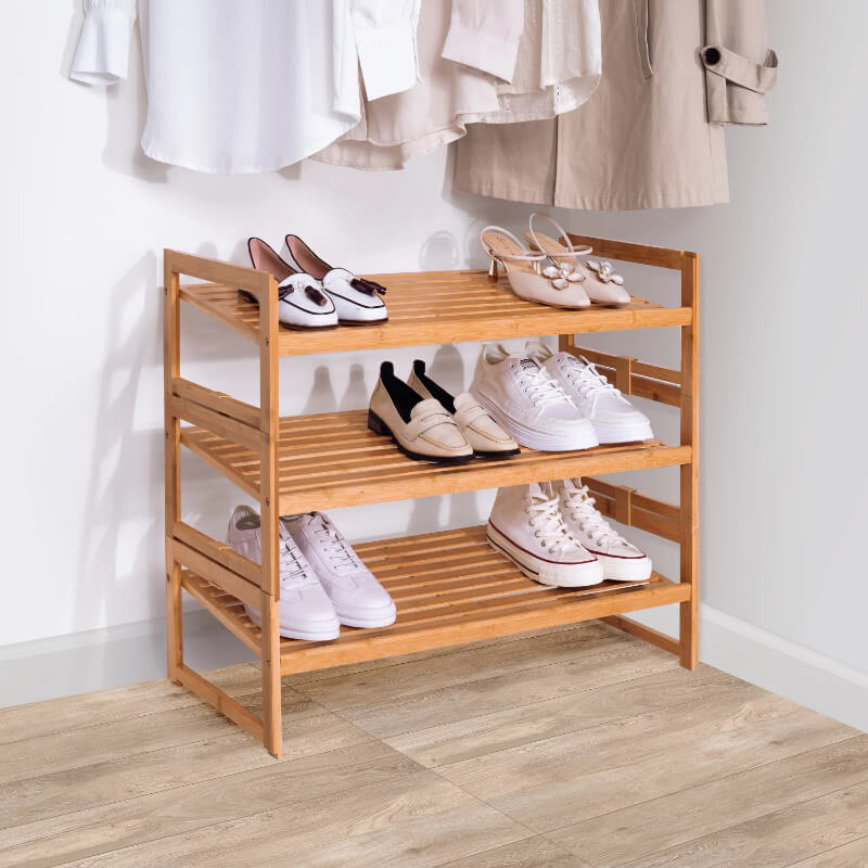 Bamboo Shoe Rack: Eco-Friendly 3-Tier Organizer – CharmyDecor