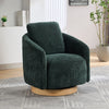 Barrel Comfy Lounge Chair in Green Chenille Upholstery with 360-Degree Swivel Base