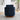 Back View of Blue Swivel Barrel Chair