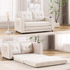 Beige Cupholder Sleeper Sofa with Side Pocket